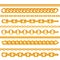 Realistic gold necklace chains vector brushes set