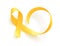 Realistic gold ribbon. World childhood cancer symbol, vector. Poster for cancer awareness month.