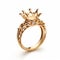 Realistic Gold Ring With Diamond - Intricate Cut-outs And Fantasy Elements