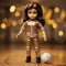 Realistic Gold Soccer Doll With Dark Hair - Ashley