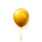 Realistic golden balloon on white background with shadow. Shine helium balloon for wedding, Birthday, parties. Festival decoration