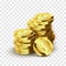 Realistic golden coins . Vector illustration. Success concept.