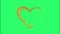 Realistic golden firework heart shape on green background.