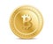Realistic golden isolated bitcoin coin front view