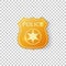 Realistic Golden police badge isolated object on transparent background. Sheriff badge symbol. Vector
