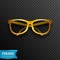 Realistic golden sunglasses  vector illustration, isolated on transparent background