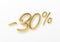 Realistic golden text 30 percent discount number. Vector illustration