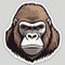 Realistic Gorilla Head Sticker - Detailed Retro Vintage Style