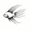 Realistic Gothic Black And White Goldfish Line Drawing
