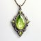 Realistic Gothic Necklace Illustration With Green Stone