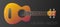 Realistic gradient ukulele guitar isolated on dark background. The most detailed. Vector, scalable and editable colour