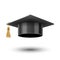 Realistic graduate university or college black cap, vector