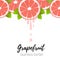 Realistic grapefruit slice seamless border isolated on white. Fresh citrus with juice drops vector illustration
