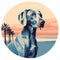 Realistic Graphic Weimaraner Illustration With Palm Trees