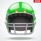 Realistic Green American football helmet. Front