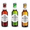 Realistic green and brown beer bottles set