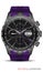 Realistic grey watch chronograph stainless steel purple rubber clockwise fashion for men design luxury isolated vector
