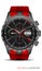 Realistic grey watch chronograph stainless steel red rubber clockwise fashion for men design luxury isolated vector