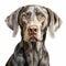 Realistic Grey Weimaraner Painting: Detailed Charcoal Drawing On Isolated White Background