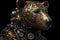 Realistic Grizzly Bear Robot Head in 3D with Cinematic Lighting and Rococo Style Background