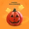 Realistic Halloween pumpkin and ghosts Vector Illustration.