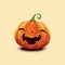 Realistic Halloween pumpkin. Happy face Halloween pumpkin isolated on light background.