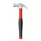 Realistic hammer with rubber handle. Repair, carpentry worker and renovation fixing tool isolated