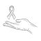 Realistic hand lending help showing with ribbon as a symbol ofworld cancer AIDS day. Hand drawn vector sketch illustration in