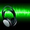 Realistic Headphones digital Equalizer sound wave background