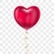 Realistic heart shape red balloon with lace on transparent background. Vector valentines day holiday, wedding or