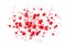 Realistic hearts isolated in the middle white background. Red love particles