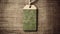 Realistic hemp fabric hanging blank tag mockup