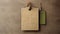 Realistic hemp fabric hanging blank tag mockup