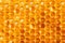 Realistic Honeycombs background. Bright color texture honey, 3D hexagons for banner,natural product. advertising or