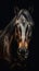 Realistic Horse on Dark Background.