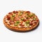 Realistic Hotdog Pepperoni And Jalapeno Pizza On White Background