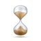 Realistic hourglass. 3D sand clock. Old-fashioned stopwatch for time measurement. Connected transparent flasks with