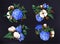 Realistic hydrangeas, cotton flower bouquets. Summer wedding plant leaf compositions, nature spring isolated elements