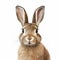 Realistic Hyper-detailed Brown Rabbit Close-up On White Background
