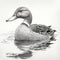 Realistic Hyper-detailed Duck Illustration In Indigo And Gray
