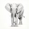 Realistic Hyper-detailed Elephant Drawing On White Background