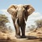 Realistic Hyper-detailed Elephant Illustration On Dirt