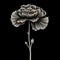 Realistic And Hyper-detailed Gray Flower Illustration On Black Background