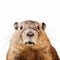 Realistic Hyper-detailed Groundhog Portrait On White Background