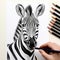 Realistic Hyper-detailed Zebra Drawing With Vibrant Illustrations