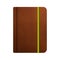 Realistic icons of leather notepad. Stylish leather notebook with bookmark for your design project.