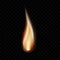 Realistic illustration of a candle flame, isolated on a transparent background
