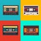 Realistic illustration of colorful radio cassettes