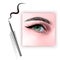 Realistic illustration of eye applying eyeliner close up, woman applies eyeliner, Vector EPS 10 illustration