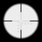 Realistic illustration looking through sniper crosshair with measuring numbers and markers. Optical sight rifle on transparent